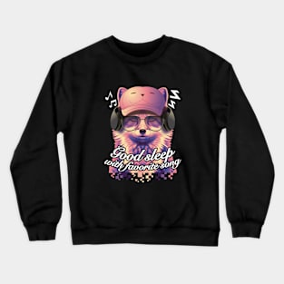 Good sleep with favorite song fox eyeglasses snooze digital pixel Crewneck Sweatshirt